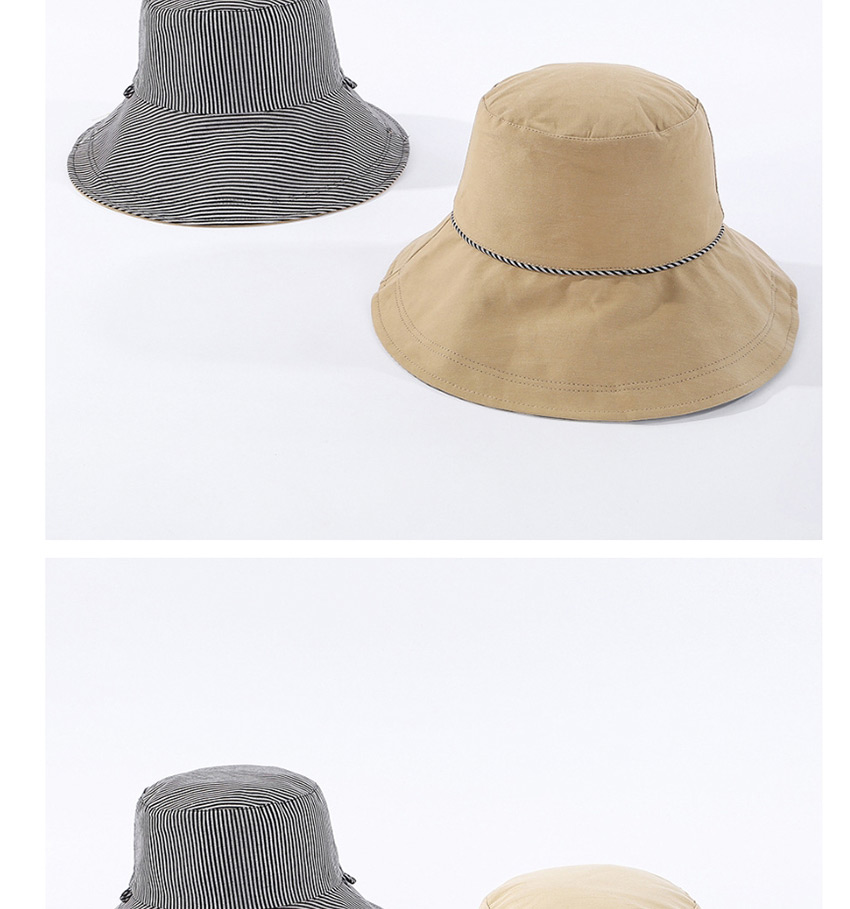 Fashion Beige Striped Reversible Fisherman Hat,Sun Hats