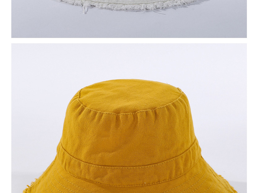 Fashion Yellow Frayed Denim Fisherman Hat,Sun Hats