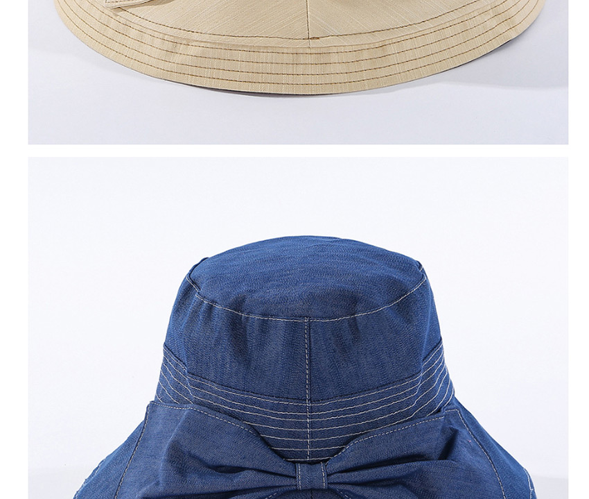 Fashion Denim Blue Fisherman Hat With Big Eaves Running Bow,Sun Hats