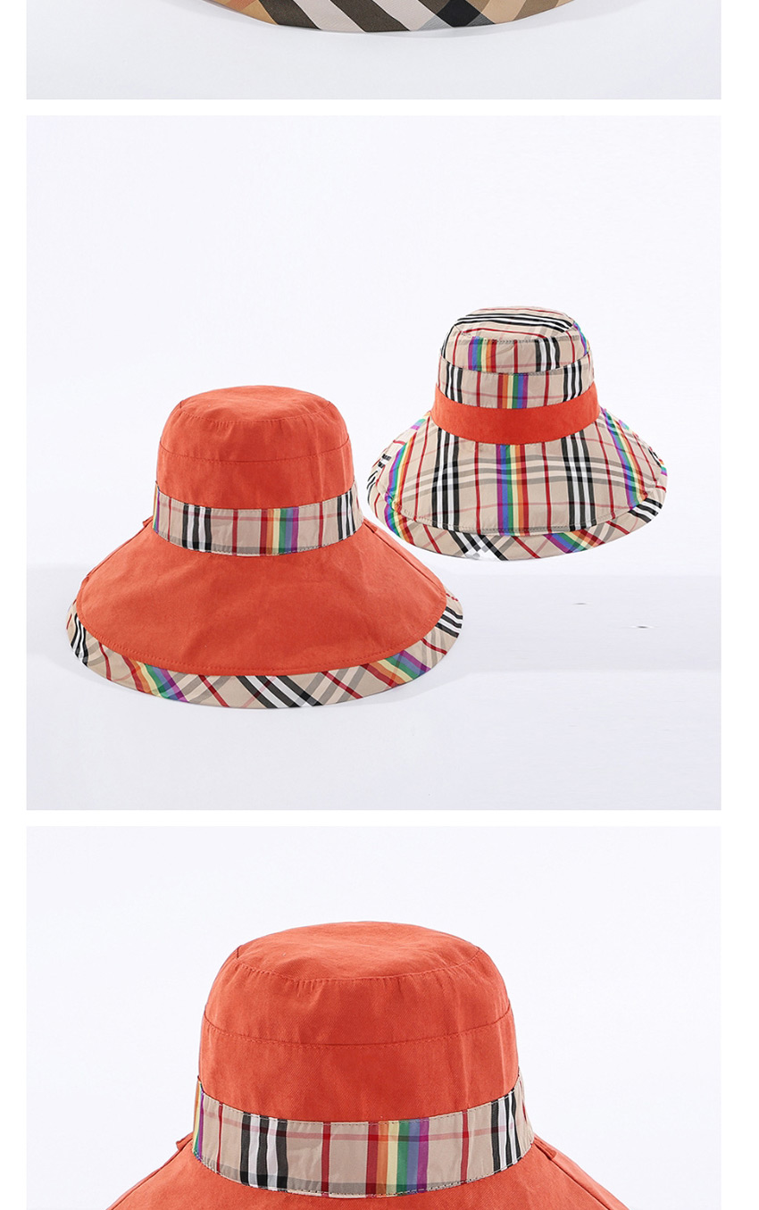 Fashion Orange Babag Color-blocking Fisherman Hat,Sun Hats
