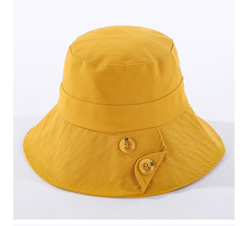 Fashion Yellow Cotton Button Car Line Shade Fisherman Hat,Sun Hats