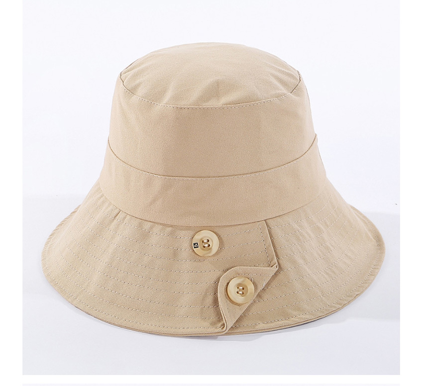 Fashion Beige Cotton Button Car Line Shade Fisherman Hat,Sun Hats