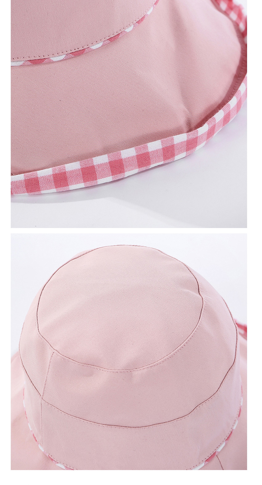 Fashion Pink Checked Double-sided Fisherman Hat,Sun Hats