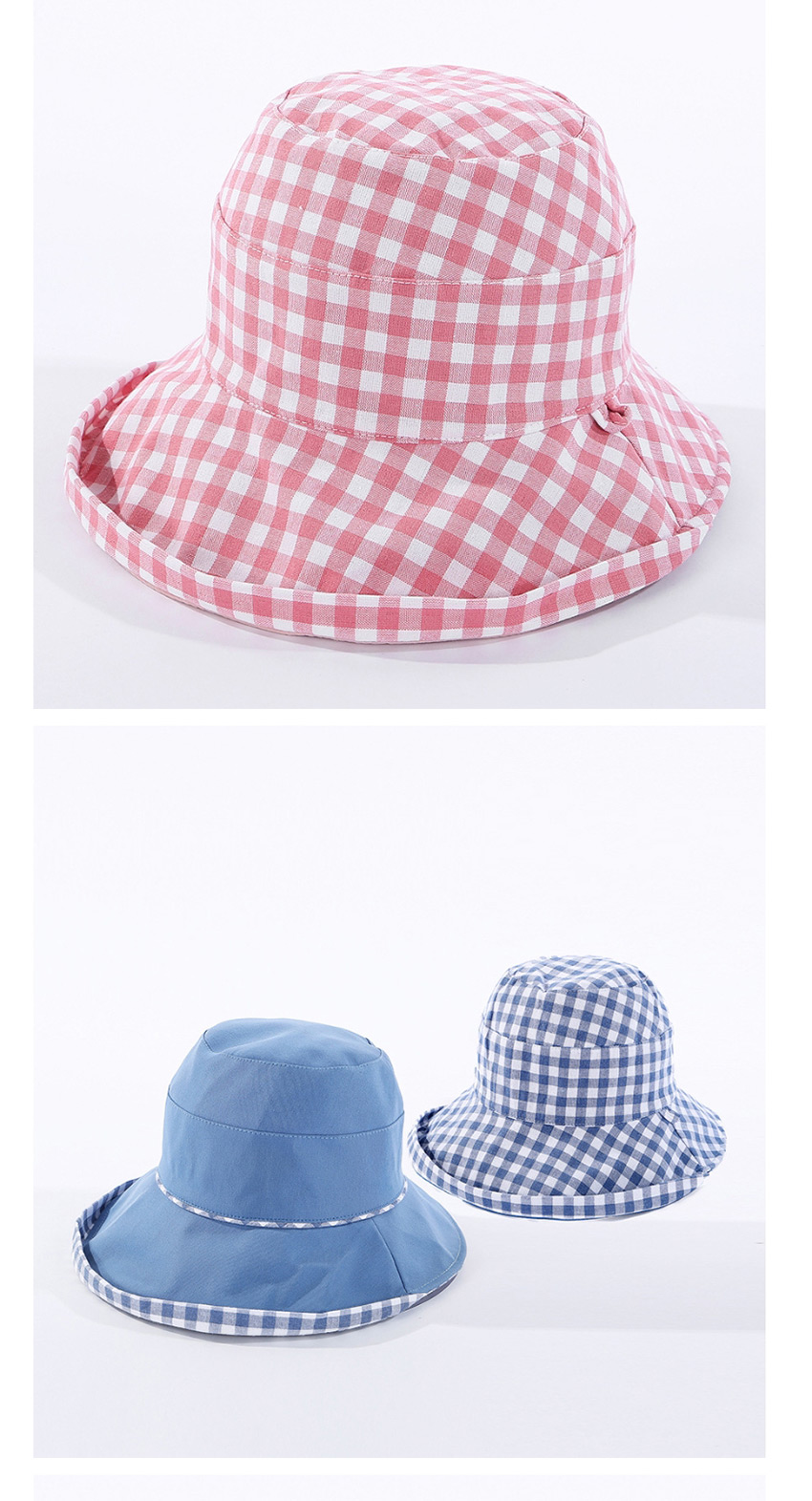 Fashion Khaki Checked Double-sided Fisherman Hat,Sun Hats