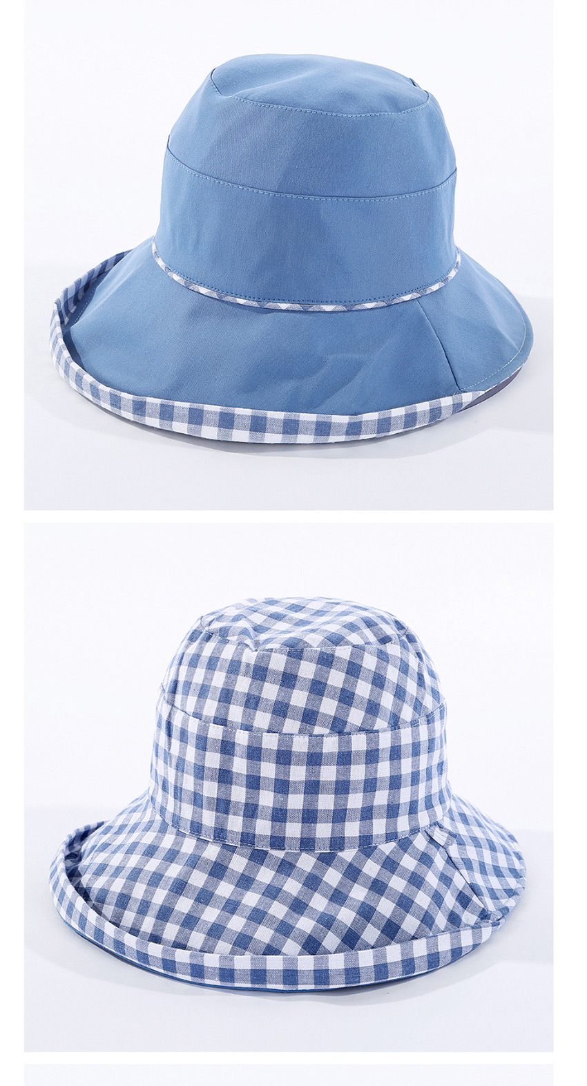 Fashion Yellow Checked Double-sided Fisherman Hat,Sun Hats