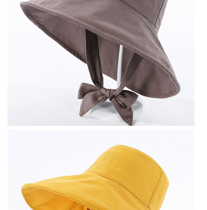 Fashion Yellow Fisherman Hat With Big Eaves Band And Bow,Sun Hats