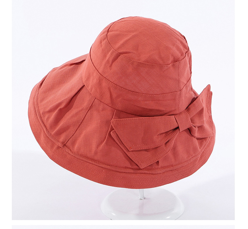 Fashion Brick Red Bow Ruffled Big Brim Visor,Sun Hats