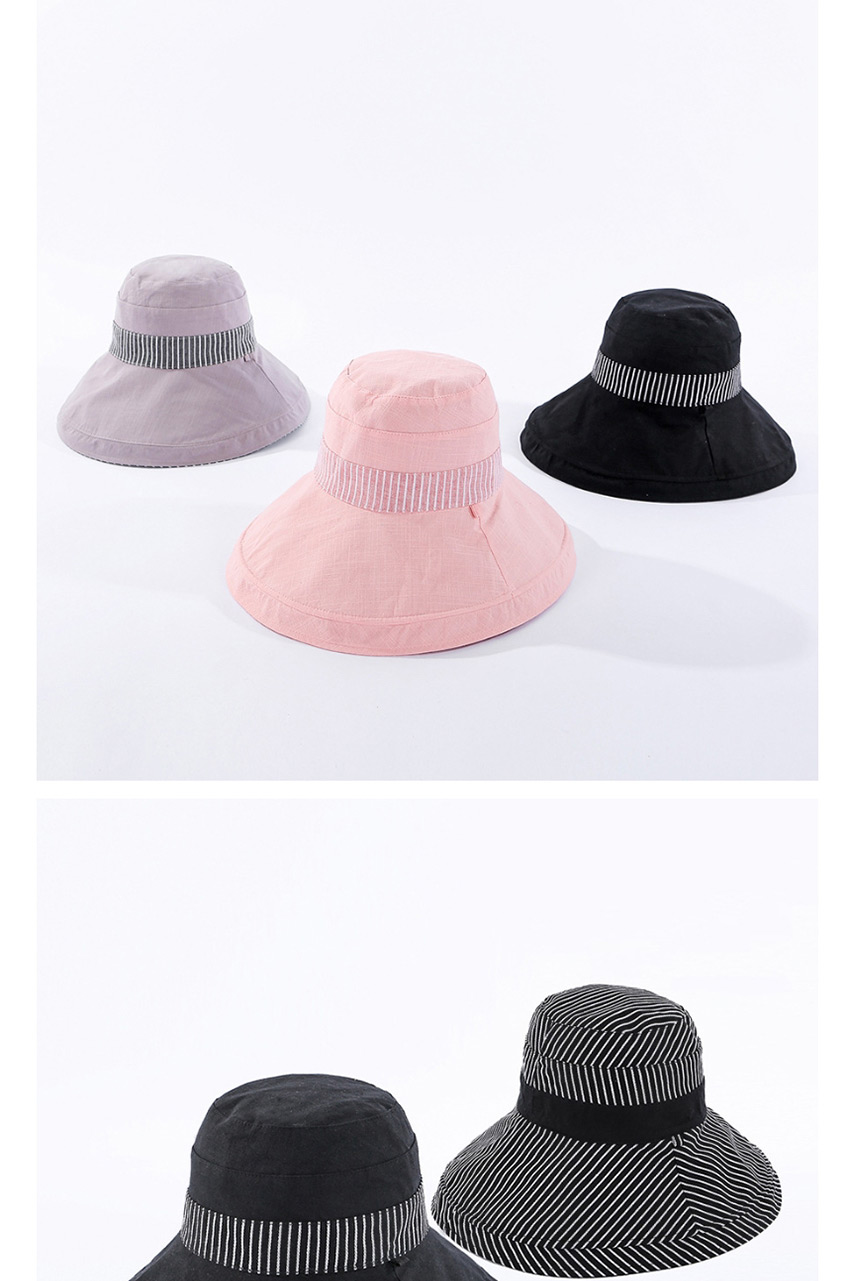 Fashion Gray Double-sided Striped Fisherman Hat,Sun Hats