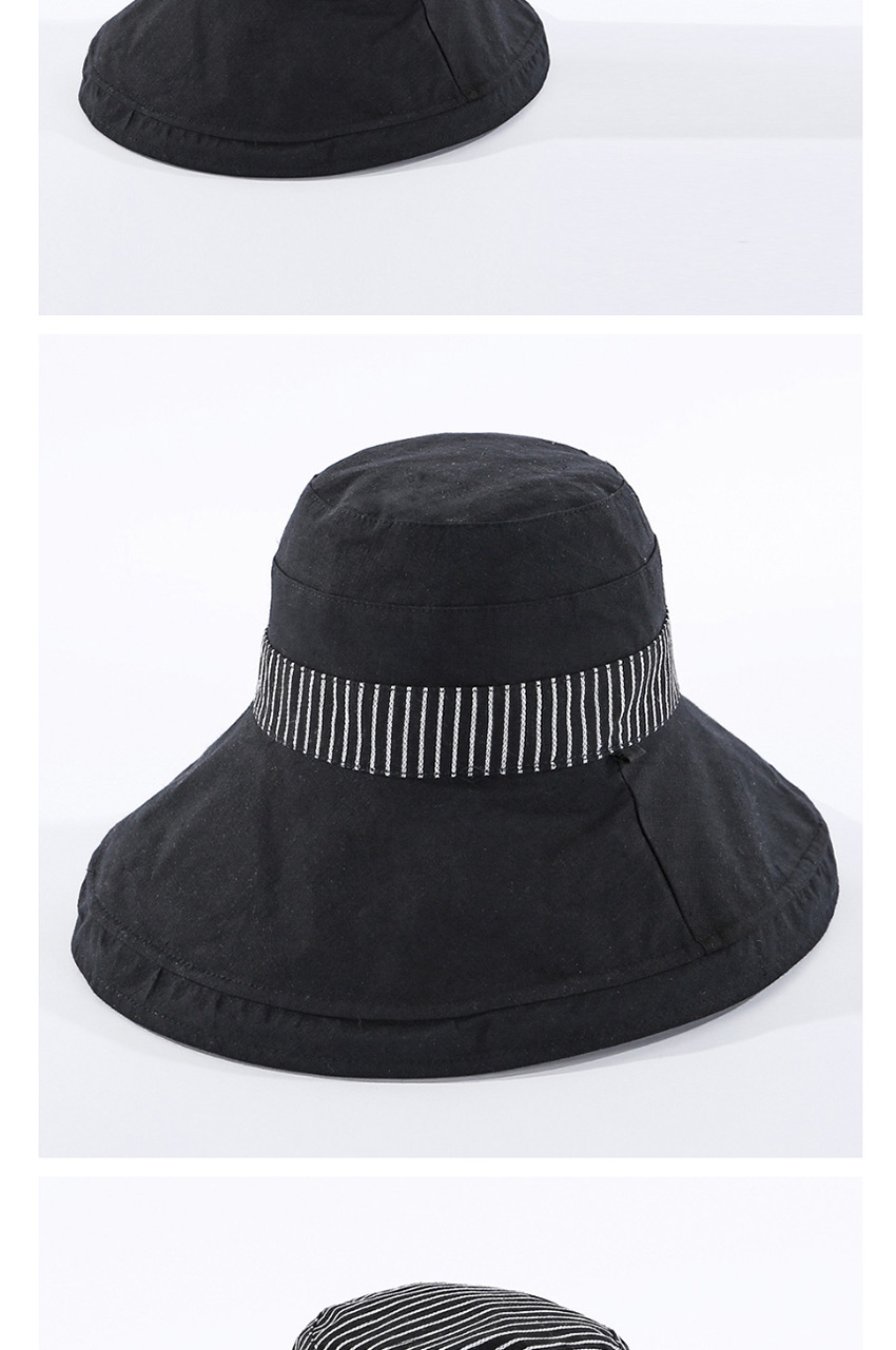 Fashion Black Double-sided Striped Fisherman Hat,Sun Hats