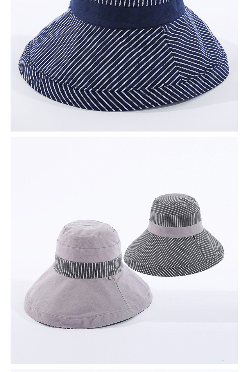 Fashion Gray Double-sided Striped Fisherman Hat,Sun Hats