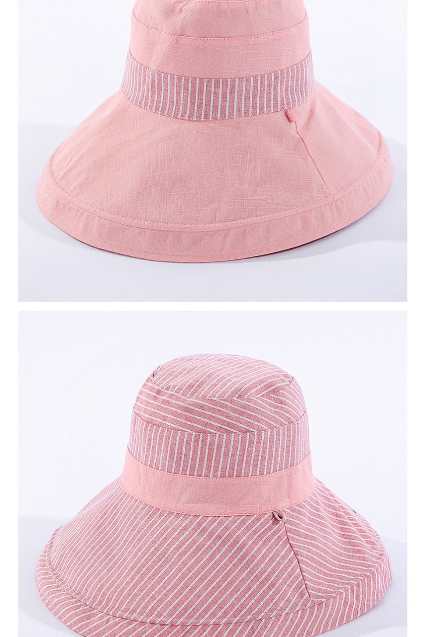 Fashion Pink Double-sided Striped Fisherman Hat,Sun Hats
