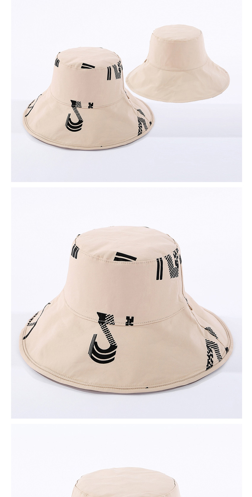 Fashion Beige Letter Reversible Sun Hat,Sun Hats