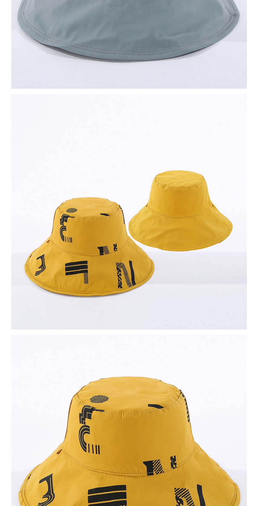 Fashion Yellow Letter Reversible Sun Hat,Sun Hats