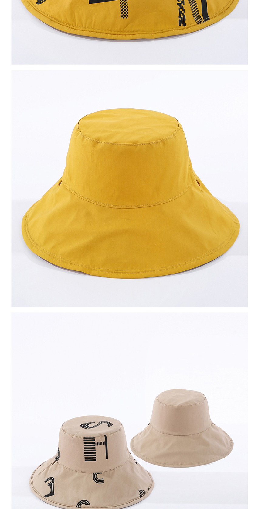 Fashion Beige Letter Reversible Sun Hat,Sun Hats