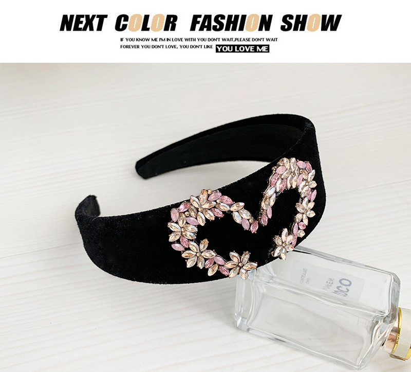 Fashion Black Fabric Alloy Diamond Love Flower Headband,Head Band