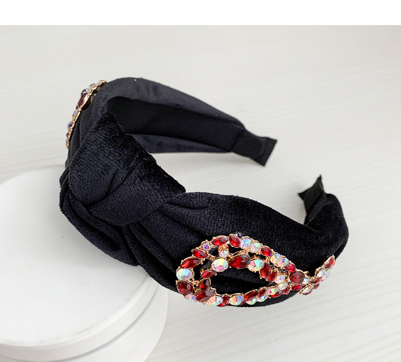 Fashion Color Cloth Alloy Diamond Knotted Water Drop Flower Headband,Head Band