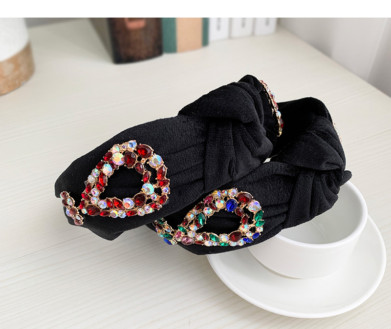Fashion Red Wine Cloth Alloy Diamond Knotted Water Drop Flower Headband,Head Band