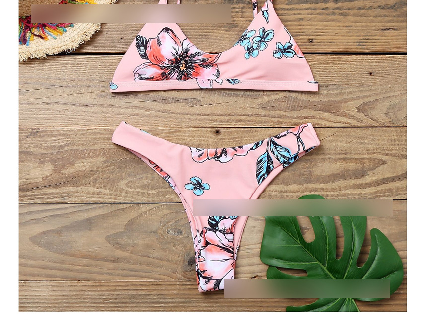 Fashion Pink Reversible Printed Triangle Split Swimsuit,Bikini Sets