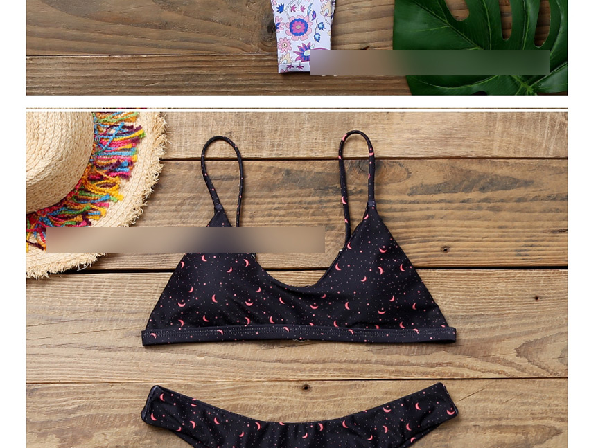 Fashion Black Reversible Printed Triangle Split Swimsuit,Bikini Sets
