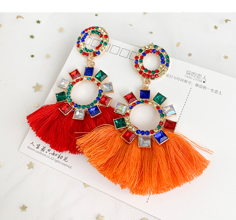 Fashion Orange Alloy Tassel Stud Earrings,Drop Earrings
