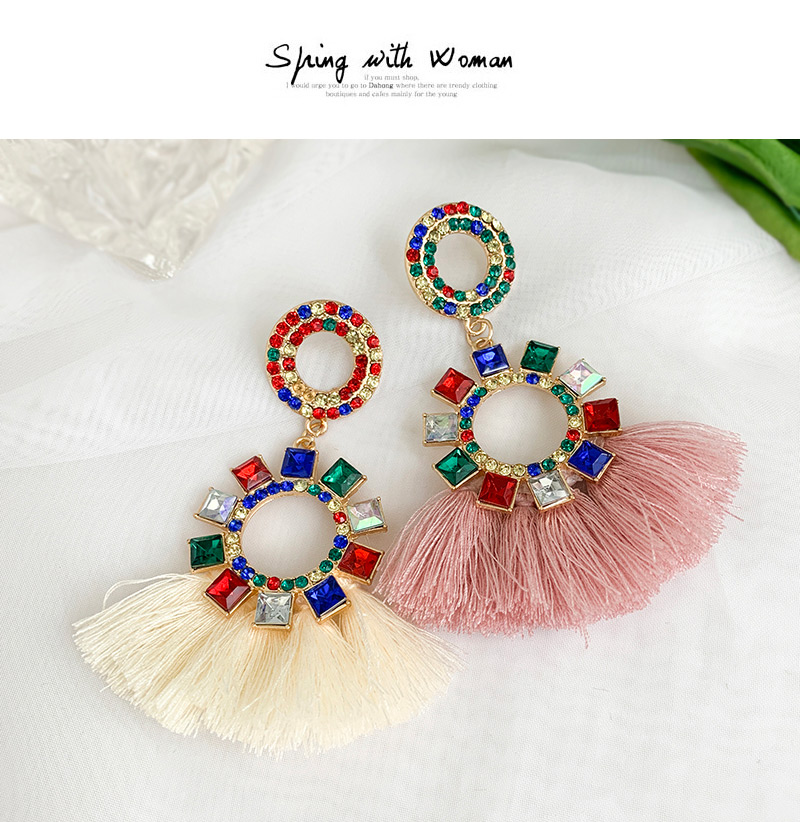 Fashion Creamy-white Alloy Tassel Stud Earrings,Drop Earrings