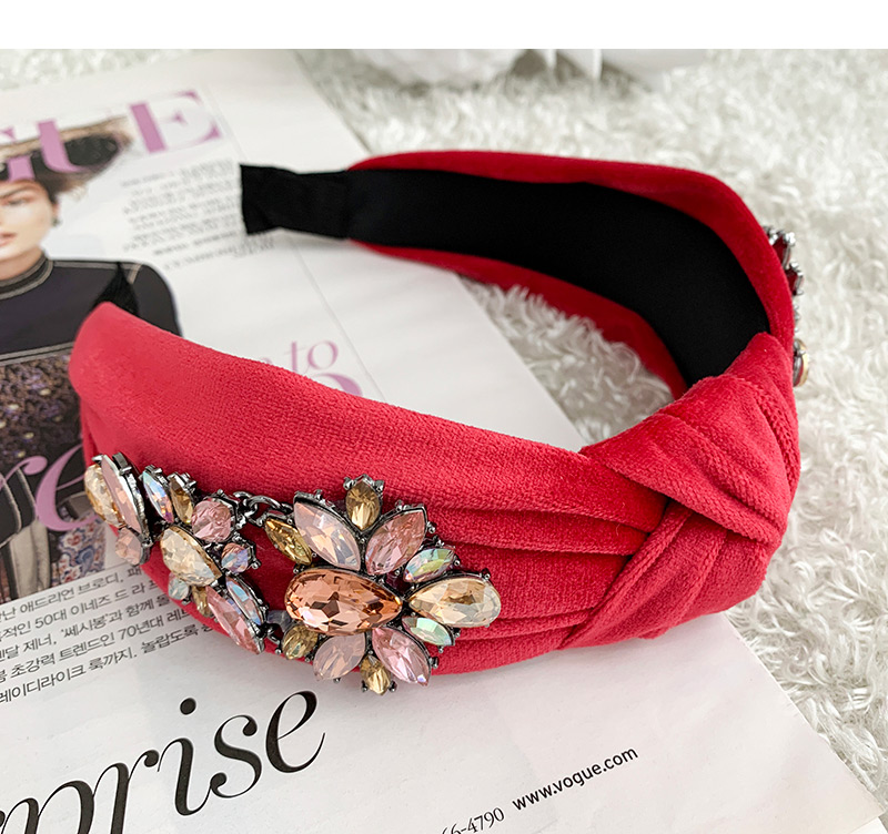 Fashion Red + Ab Color Knotted Fabric Alloy Diamond Drop Headband,Head Band
