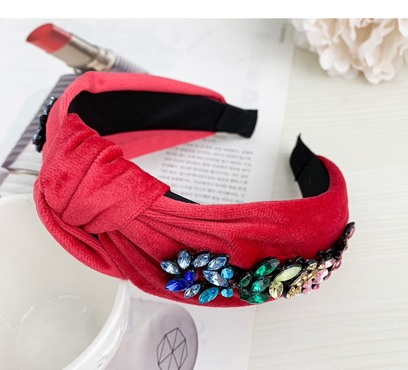 Fashion Red Knotted Fabric Alloy Diamond Drop Headband,Head Band
