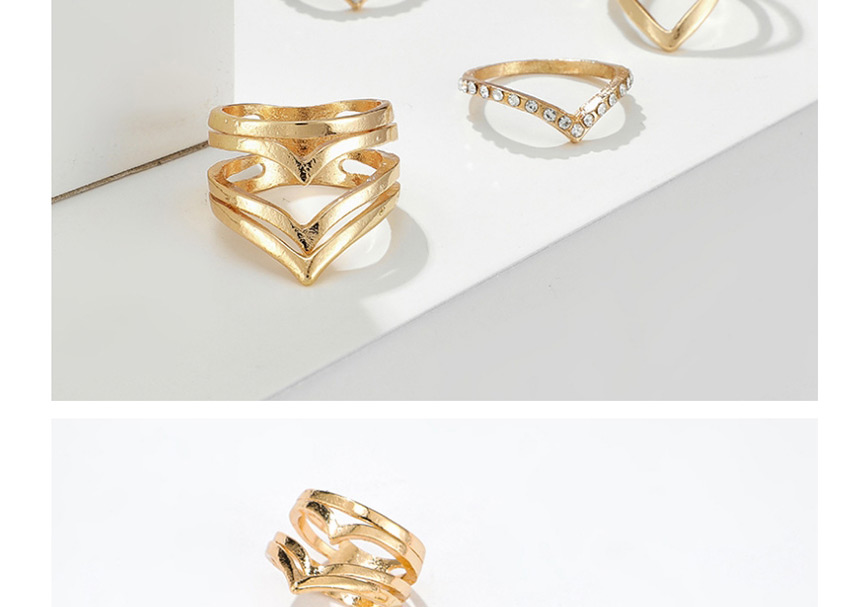 Fashion Golden Geometric Ring Set Of 5,Fashion Rings