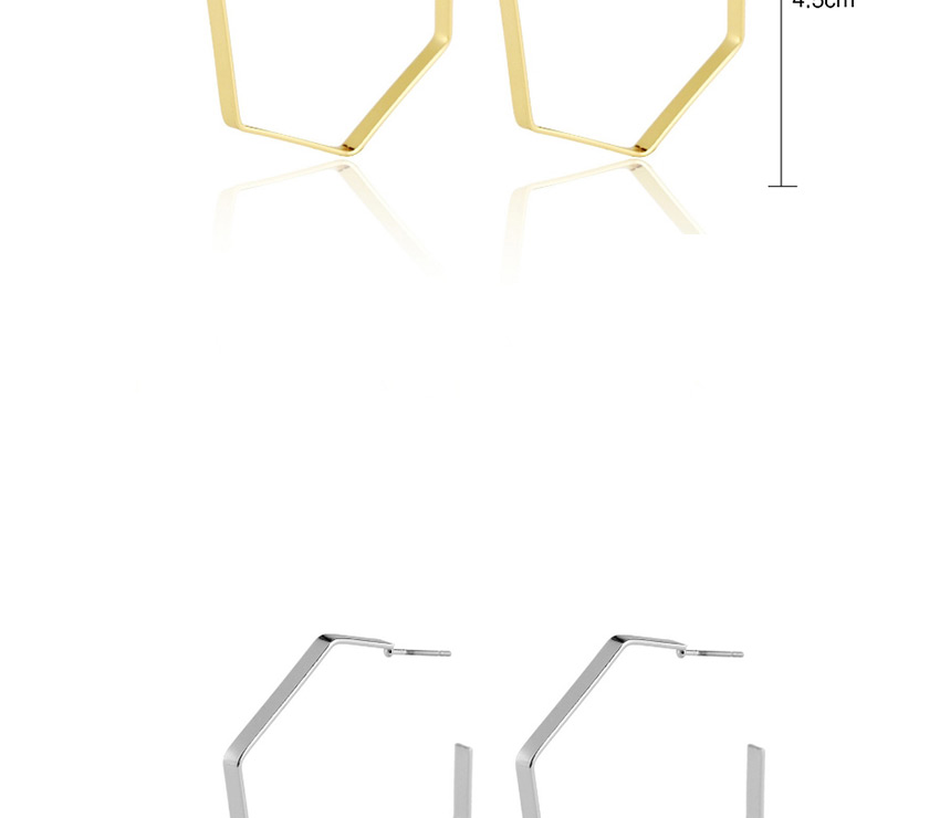 Fashion Golden Hexagon Polygonal Geometric Earrings,Hoop Earrings