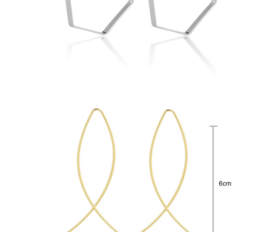Fashion Silver Round Polygonal Geometric Earrings,Hoop Earrings