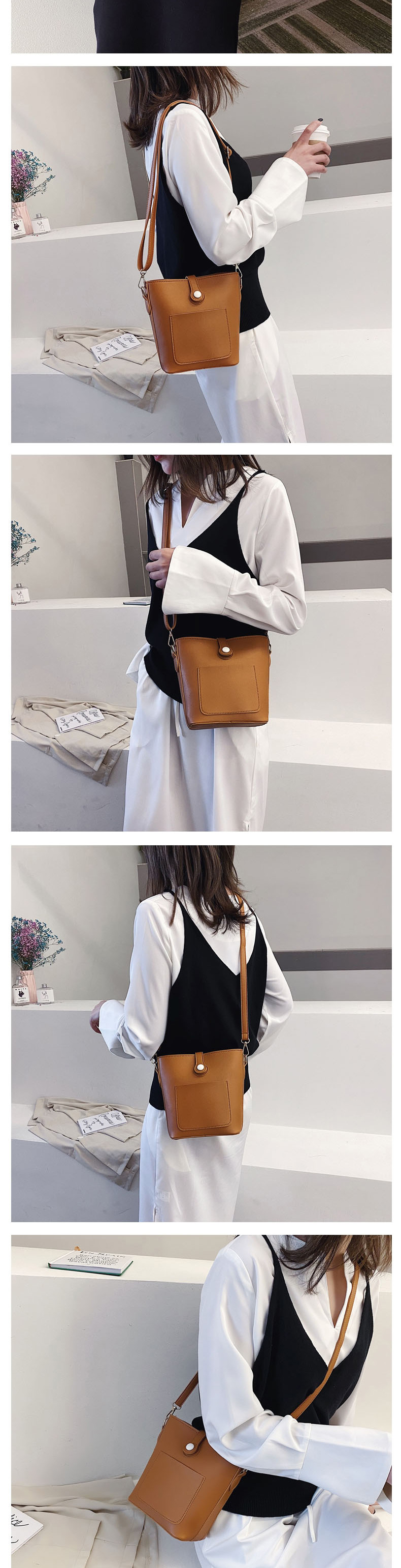 Fashion Khaki Soft Leather Shoulder Crossbody Bag,Shoulder bags