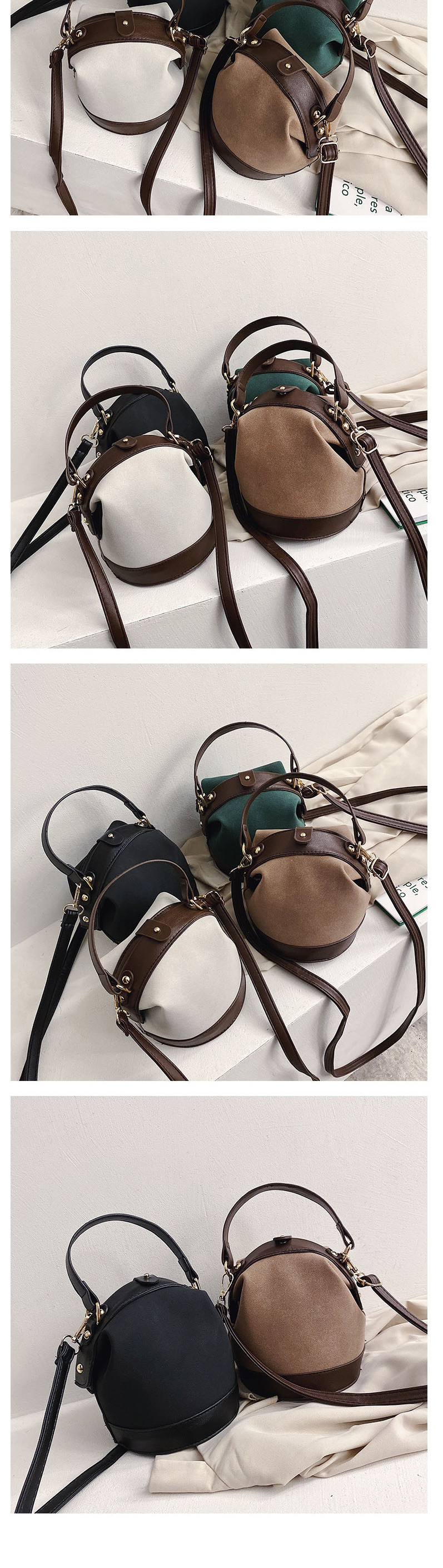 Fashion Khaki Frosted Contrast Panel Handbag,Handbags