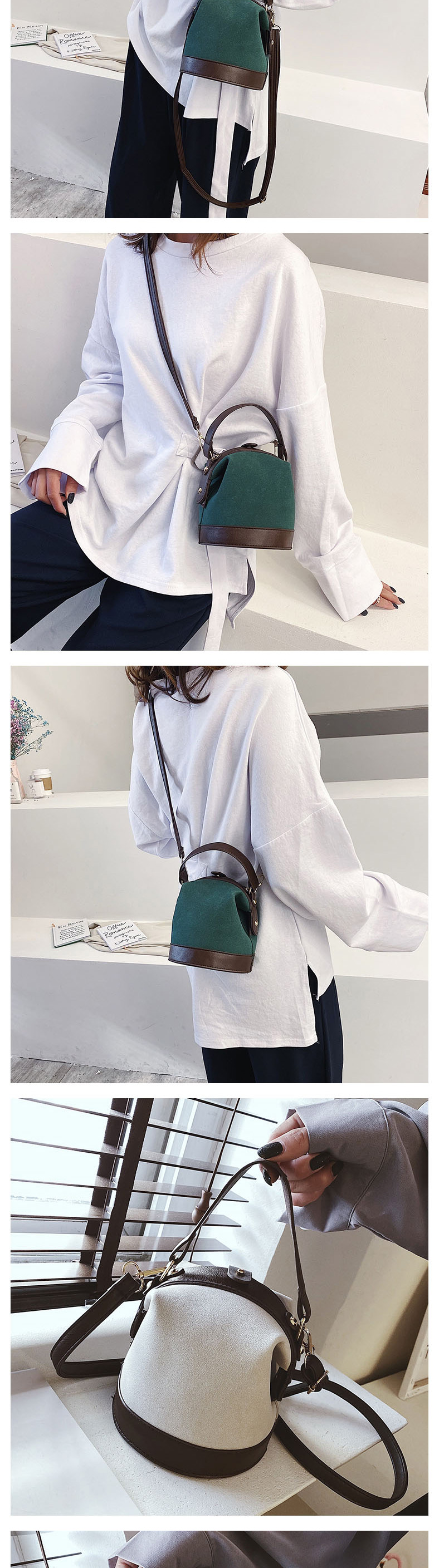 Fashion Green Frosted Contrast Panel Handbag,Handbags