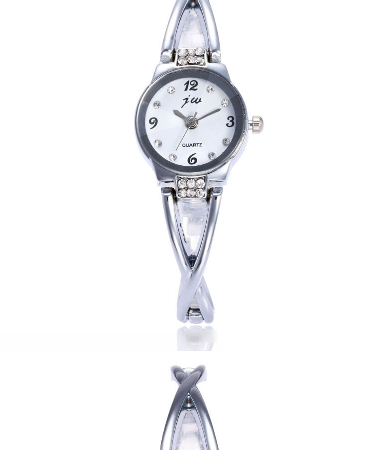 Fashion Silver Powder Waterproof Quartz Electronic Watch With Steel Bracelet,Ladies Watches