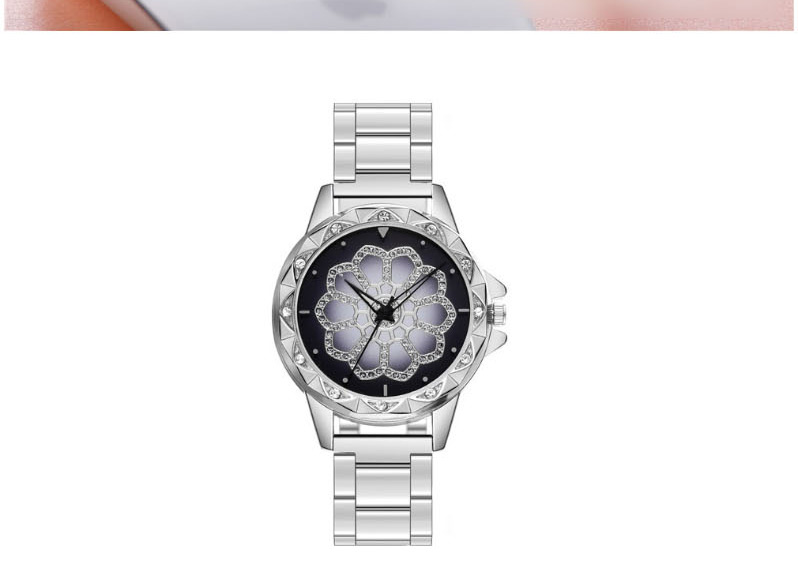 Fashion Black Quartz Watch With Diamonds And Steel Band,Ladies Watches