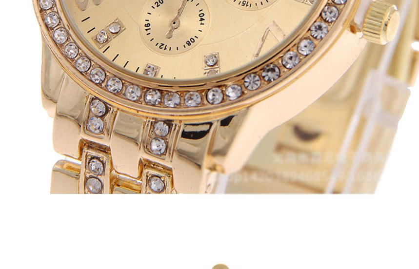 Fashion Golden Three Eyes Quartz Watch With Steel And Diamonds,Ladies Watches