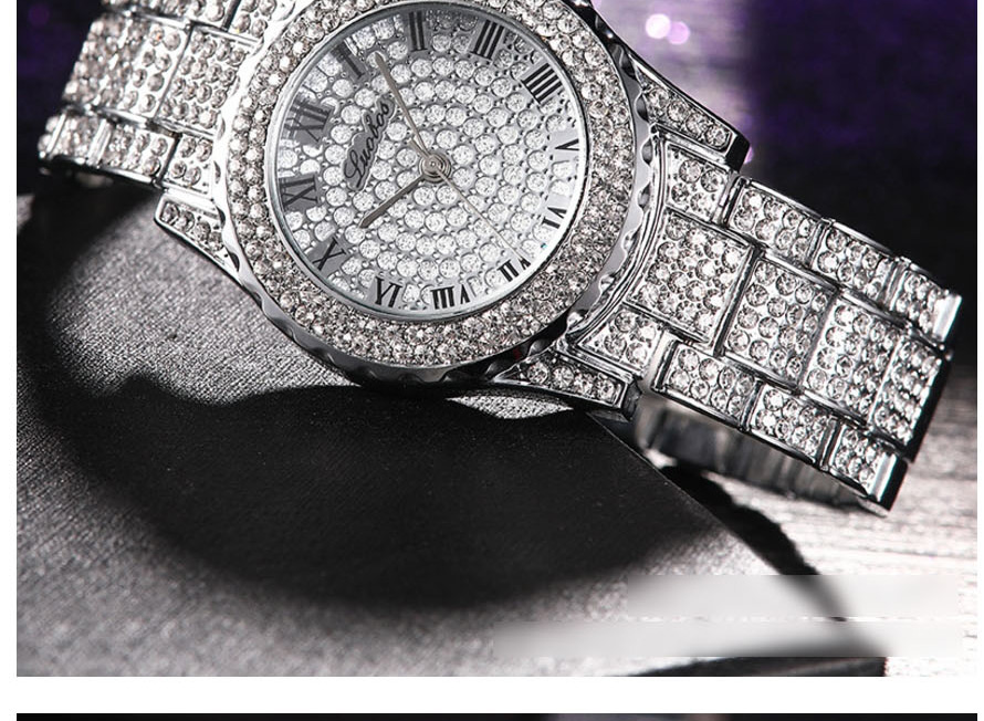 Fashion Silver Quartz Watch With Diamonds And Steel Band,Ladies Watches