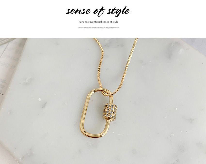 Fashion Golden Cubic Zirconia Geometric Necklace,Necklaces