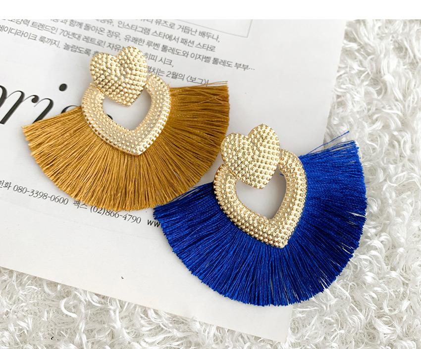 Fashion Khaki Alloy Love Tassel Earrings,Drop Earrings
