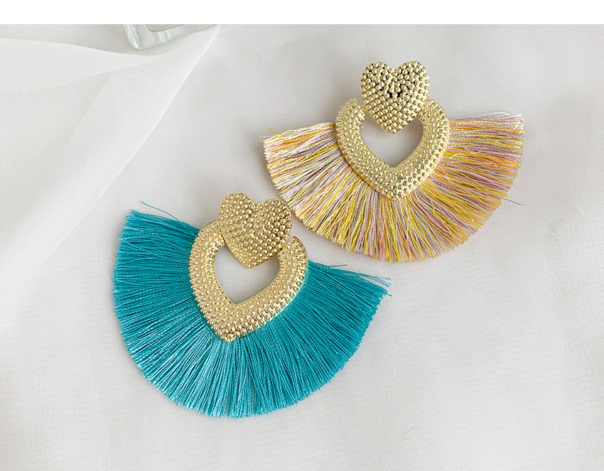 Fashion Royal Blue Alloy Love Tassel Earrings,Drop Earrings