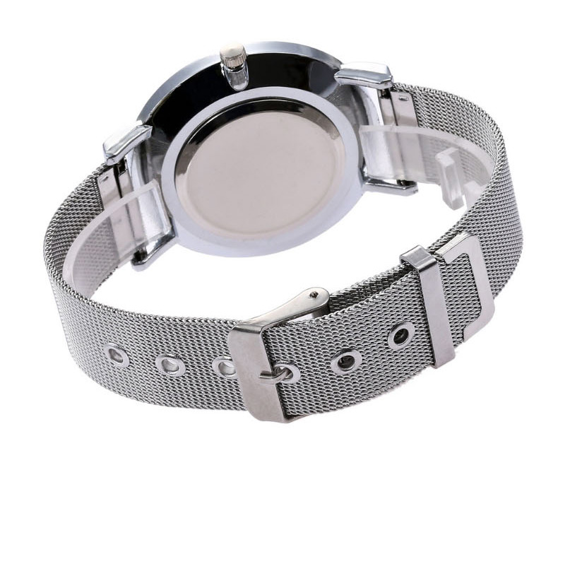 Fashion Mesh Belt Silver Stainless Steel Ultra-thin Two-hand Steel Band Quartz Watch,Ladies Watches
