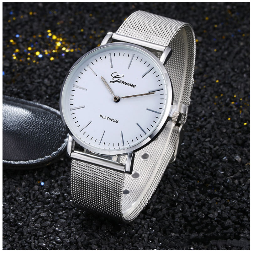 Fashion Steel Band Silver Stainless Steel Ultra-thin Two-hand Steel Band Quartz Watch,Ladies Watches