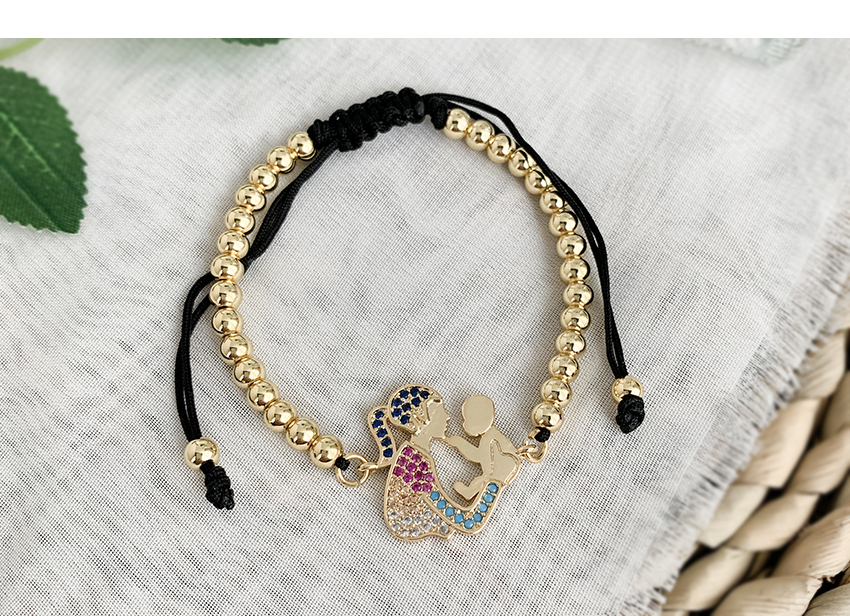 Fashion Navy Copper And Zircon Braided Rope Mother And Child Bracelet,Bracelets