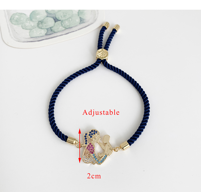 Fashion Navy Copper And Zircon Braided Rope Mother And Child Bracelet,Bracelets
