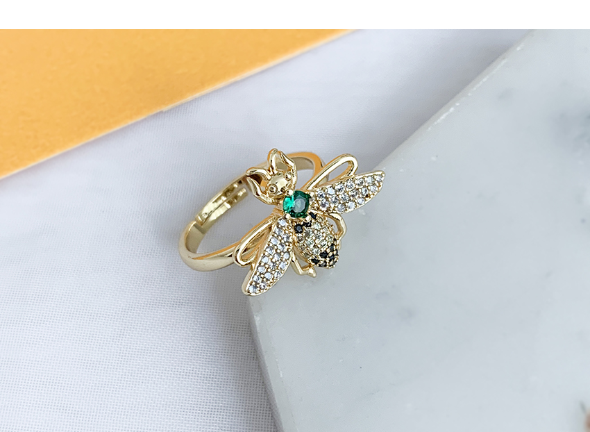 Fashion Golden Cubic Zirconia Bee Ring,Rings