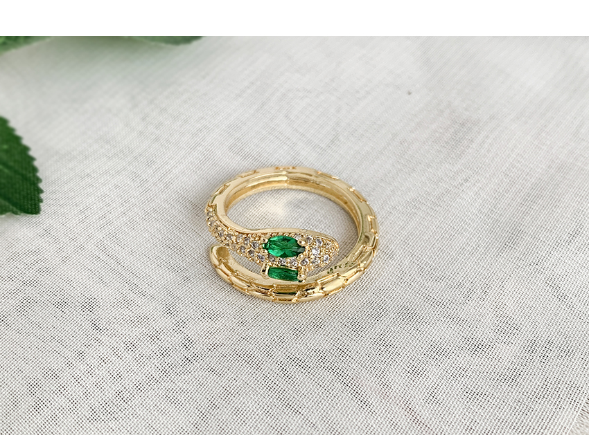 Fashion Golden Cubic Zirconia Snake Ring,Rings