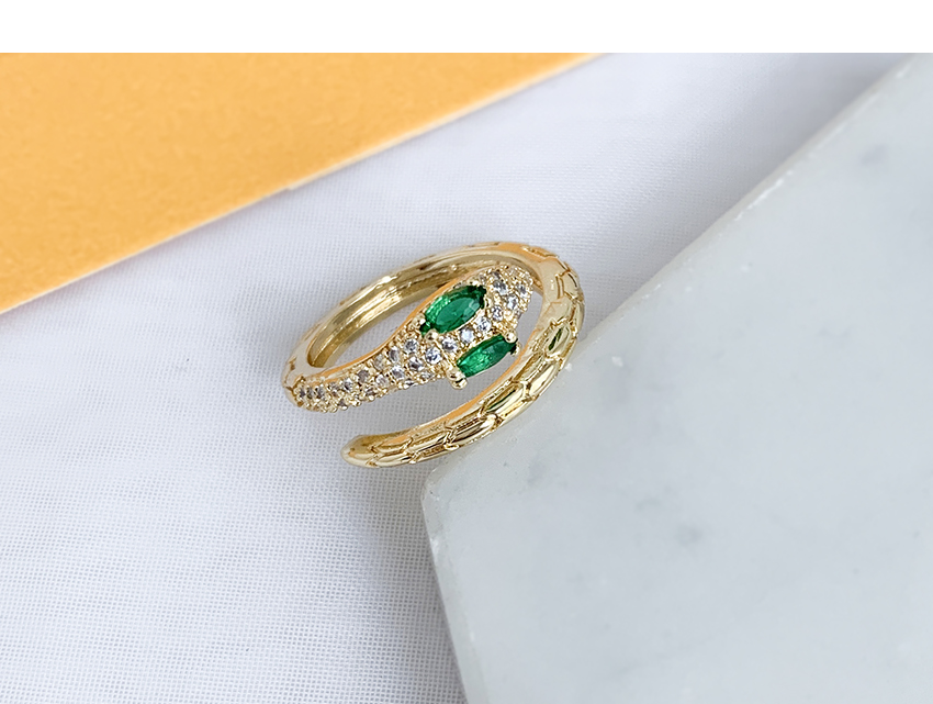 Fashion Golden Cubic Zirconia Snake Ring,Rings
