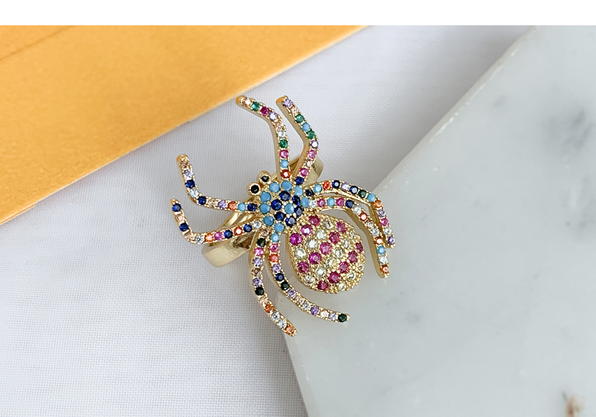 Fashion Golden Cubic Zircon Spider Ring,Rings