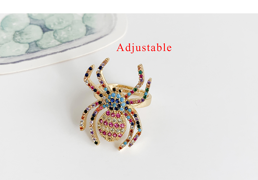 Fashion Golden Cubic Zircon Spider Ring,Rings