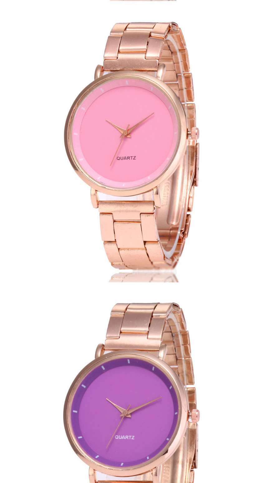 Fashion Purple Steel Strap Quartz Dial Watch,Ladies Watches